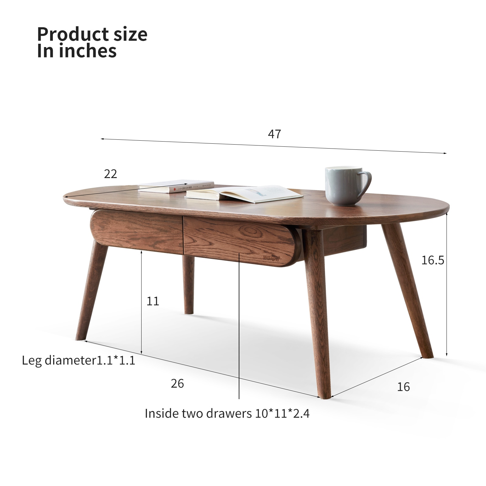 Capsule centre table Low table Table with drawers 100 solid wood Top board Desk Coffee table